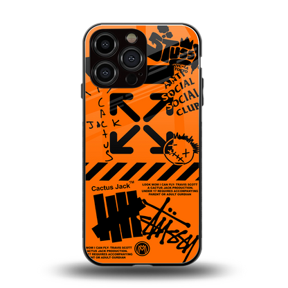 orange travis scott x anti social social club back phone cover | glass case for iphone 14 pro max