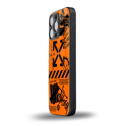 orange travis scott x anti social social club back phone cover | glass case for iphone 14 pro max