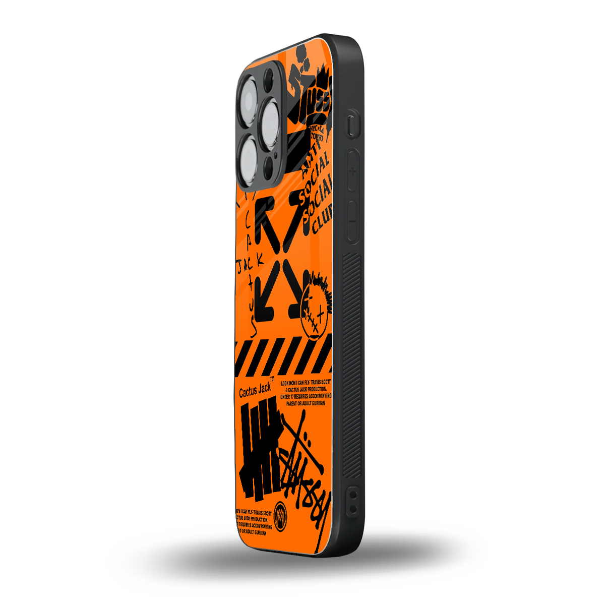orange travis scott x anti social social club back phone cover | glass case for iphone 15 pro max