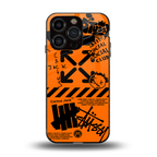 orange travis scott x anti social social club back phone cover | glass case for iphone 15 pro