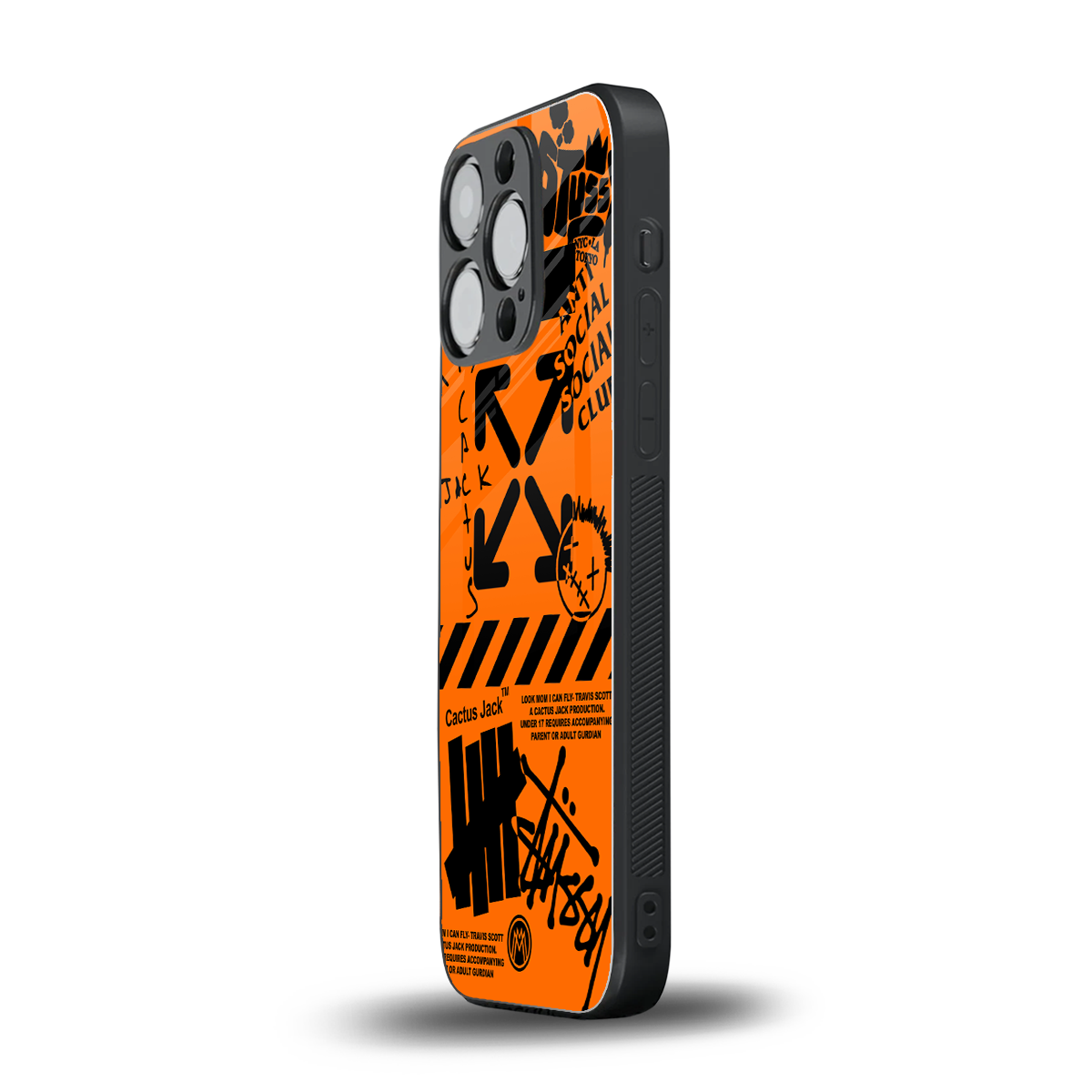 orange travis scott x anti social social club back phone cover | glass case for iphone 15 pro