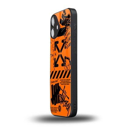 orange travis scott x anti social social club back phone cover | glass case for iphone 16 plus