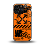 orange travis scott x anti social social club back phone cover | glass case for iphone 16 pro