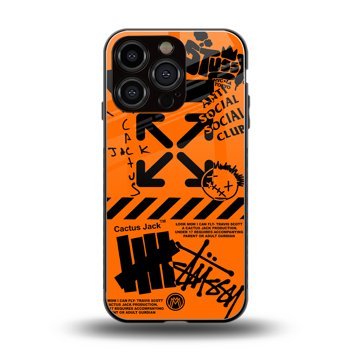 orange travis scott x anti social social club back phone cover | glass case for iphone 16 pro