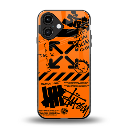orange travis scott x anti social social club back phone cover | glass case for iphone 16