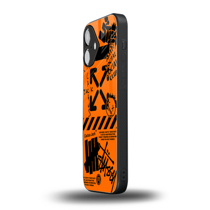 orange travis scott x anti social social club back phone cover | glass case for iphone 16