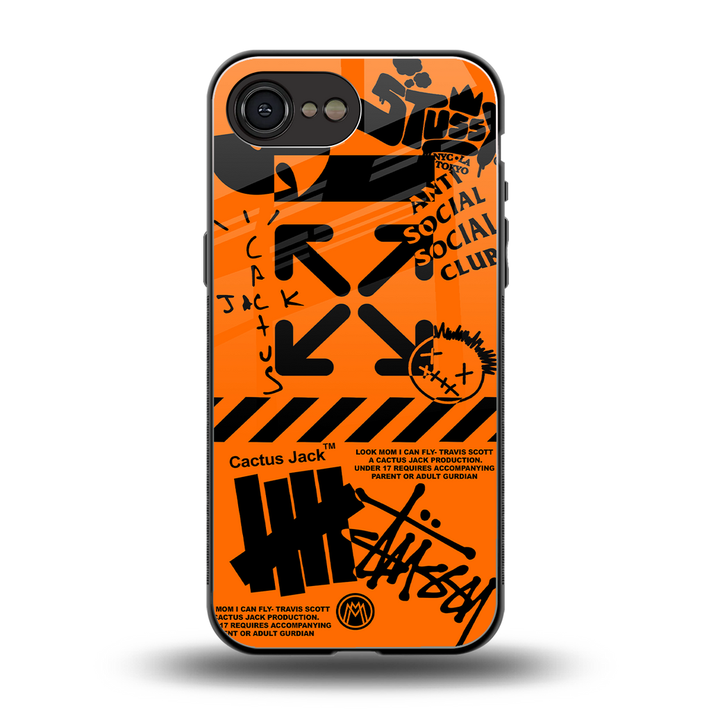 orange travis scott x anti social social club back phone cover | glass case for iphone 16e