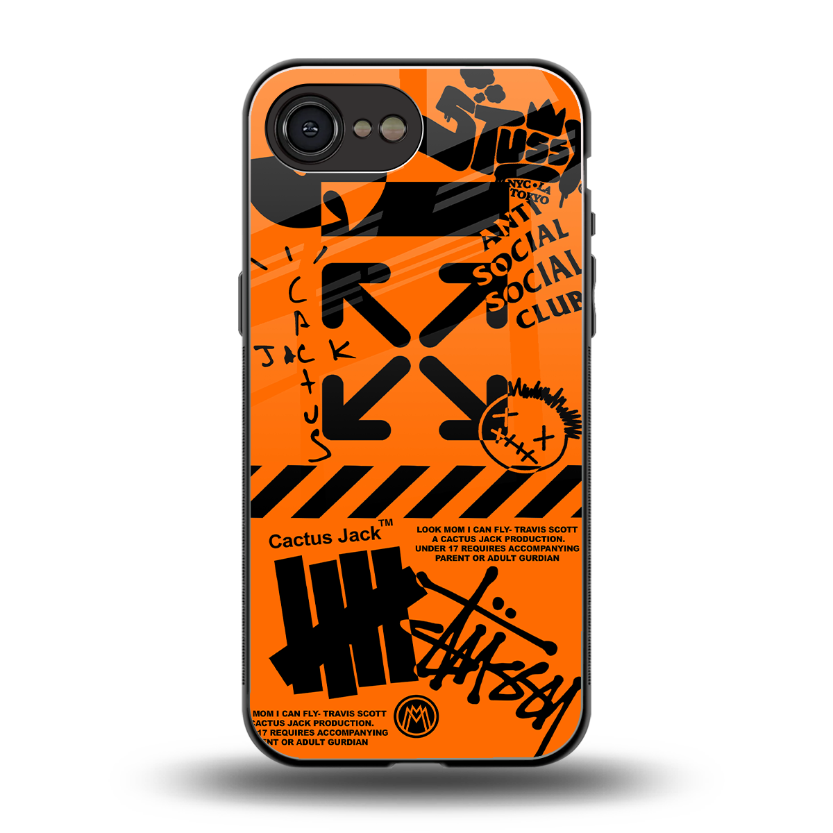 orange travis scott x anti social social club back phone cover | glass case for iphone 16e