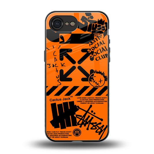 orange travis scott x anti social social club back phone cover | glass case for iphone 16e