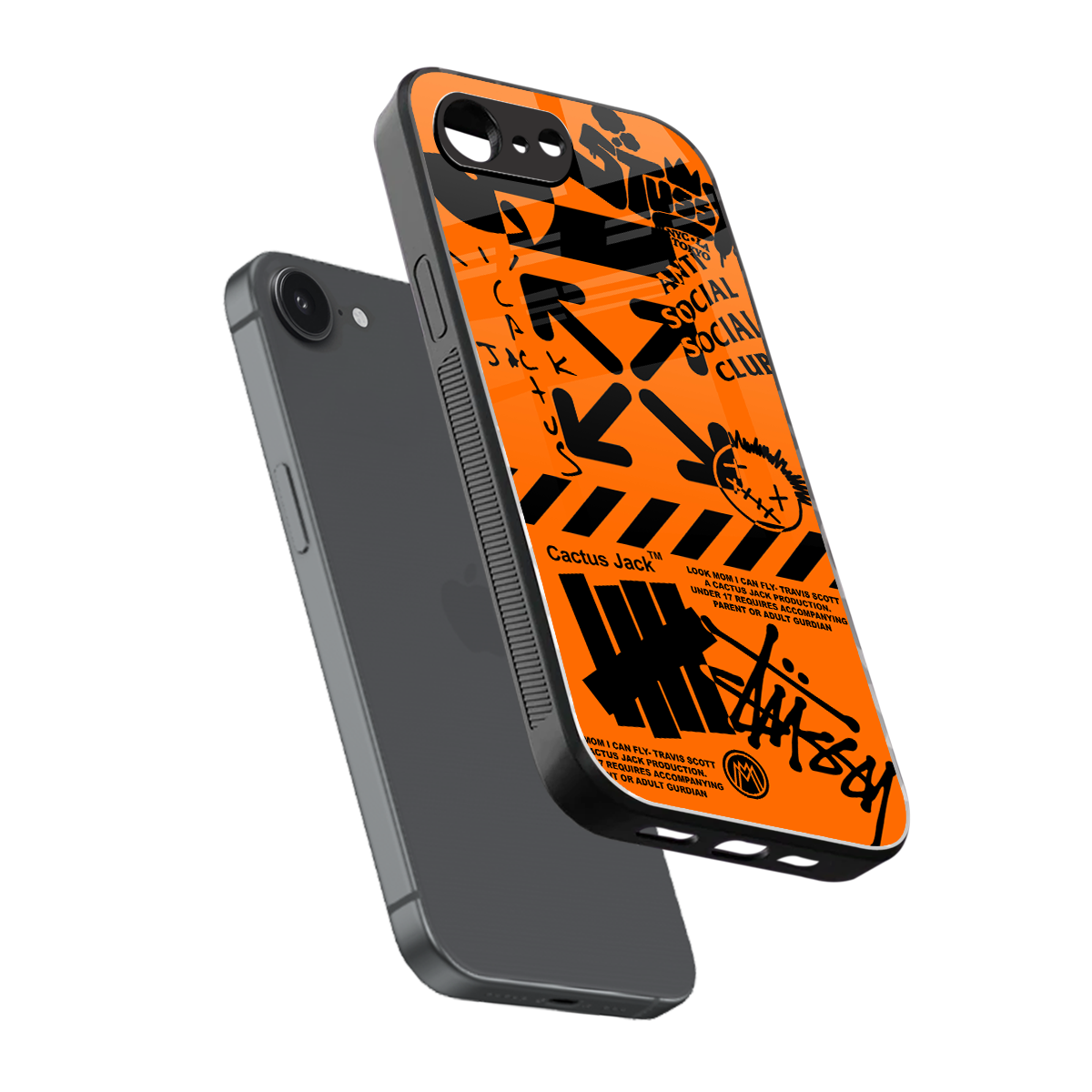 orange travis scott x anti social social club back phone cover | glass case for iphone 16e