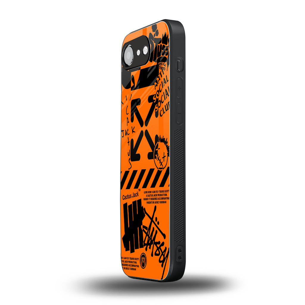 orange travis scott x anti social social club back phone cover | glass case for iphone 16e