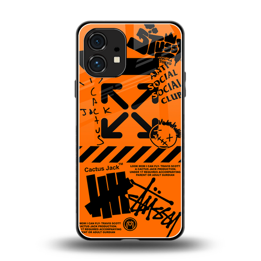 orange travis scott x anti social social club back phone cover | glass case for nothing phone 1