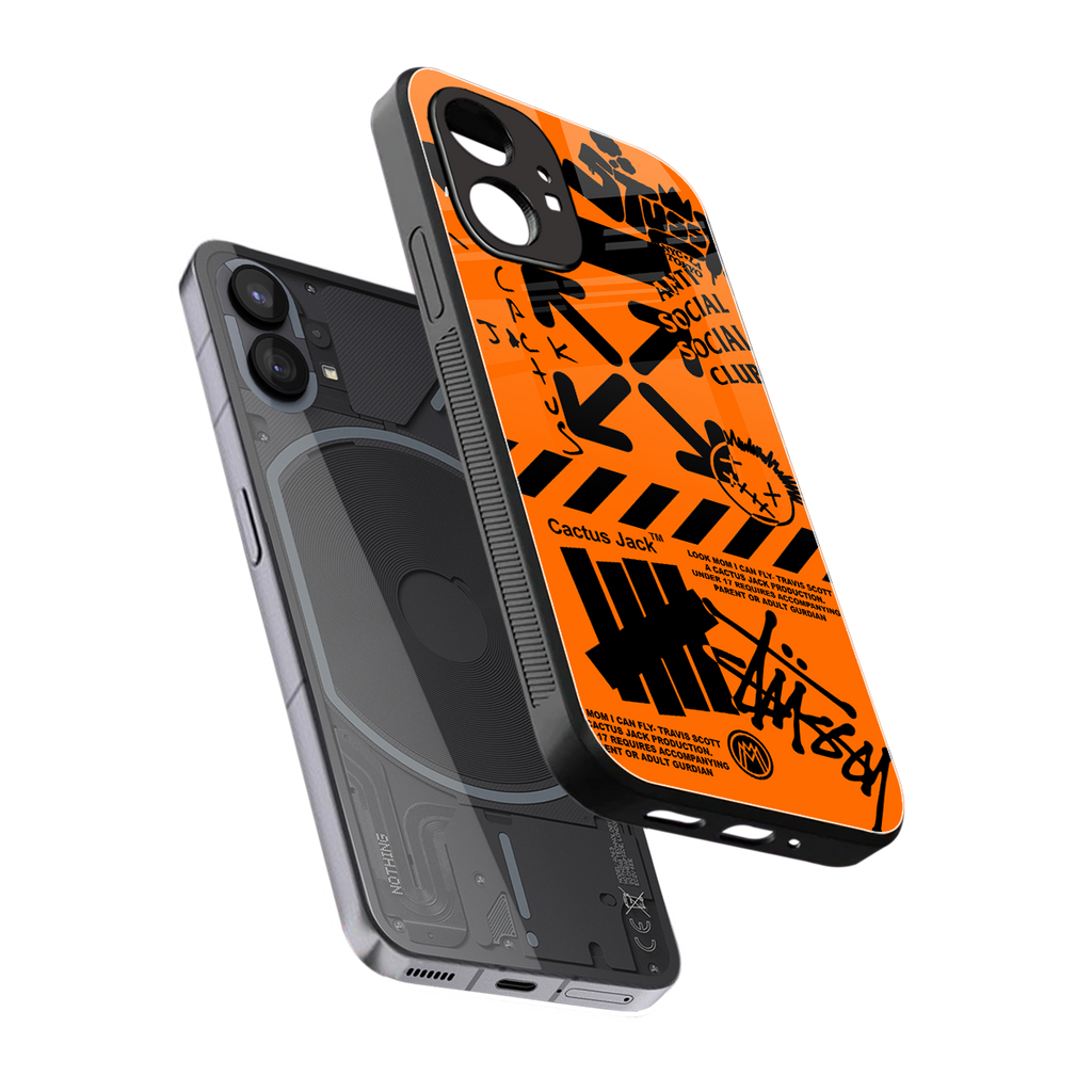 orange travis scott x anti social social club back phone cover | glass case for nothing phone 1