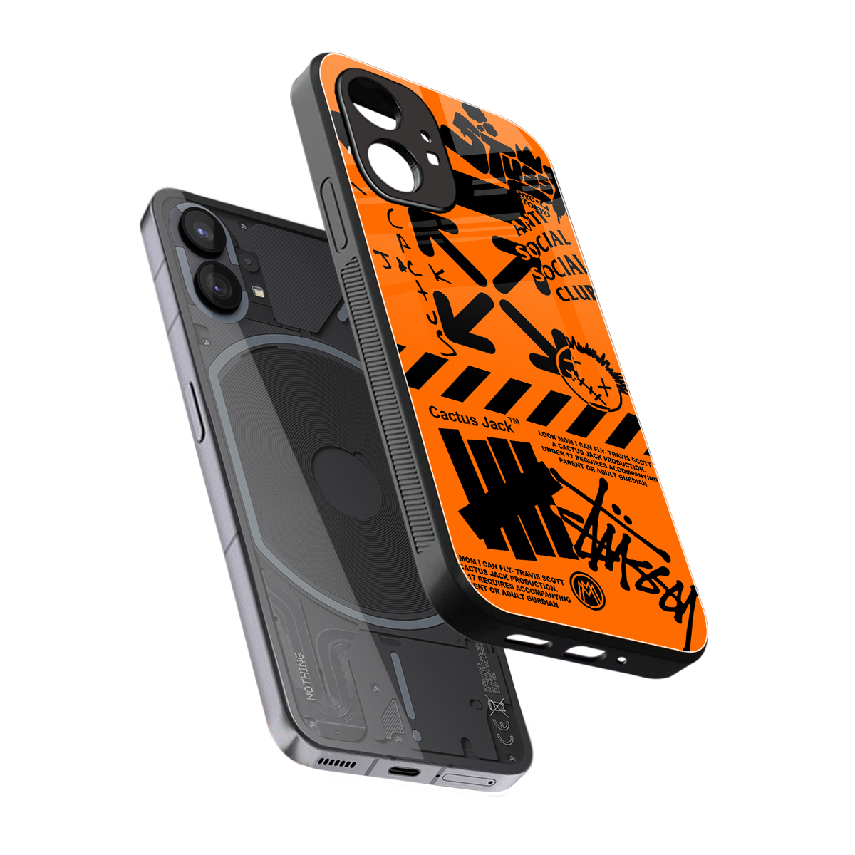 orange travis scott x anti social social club back phone cover | glass case for nothing phone 1
