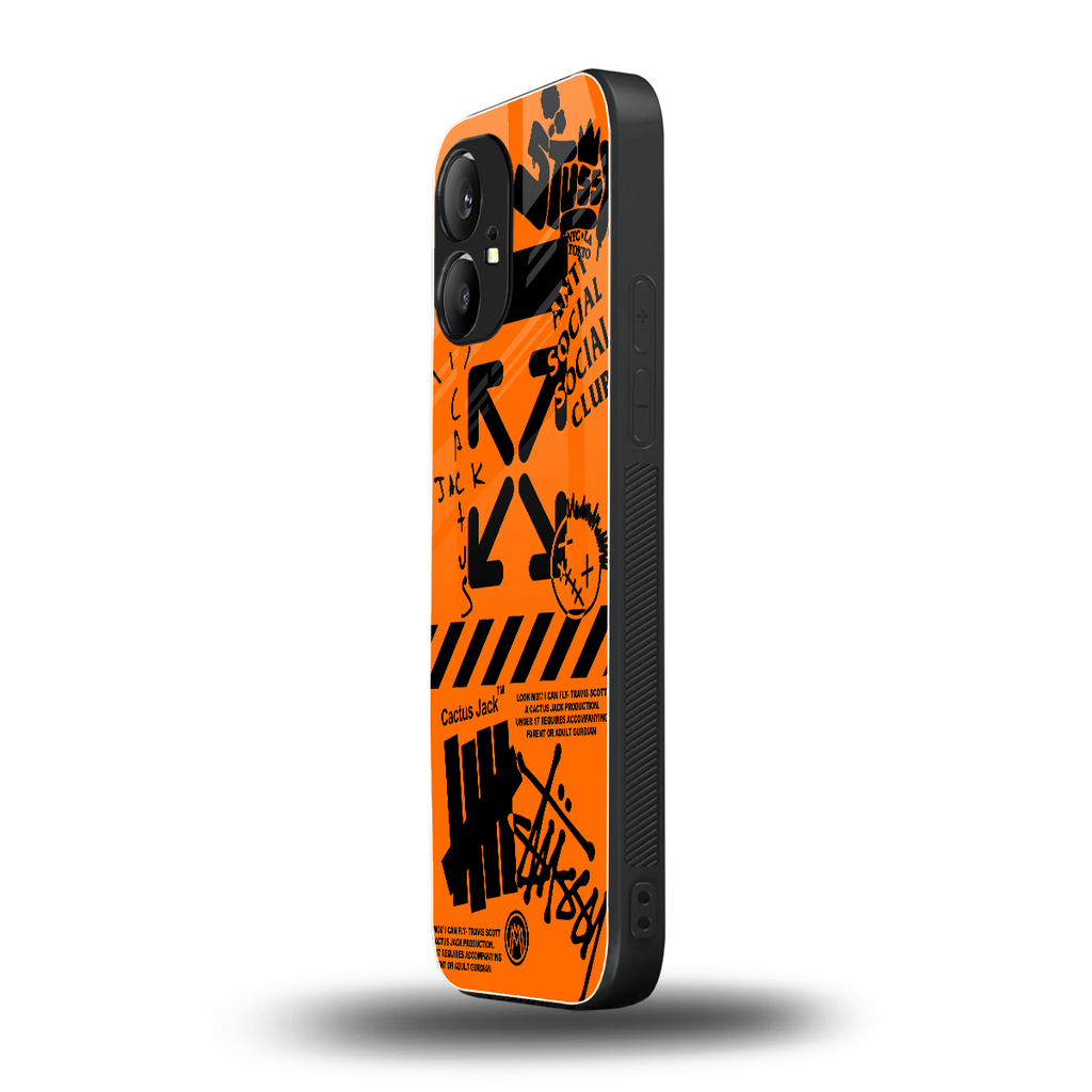 orange travis scott x anti social social club back phone cover | glass case for nothing phone 1