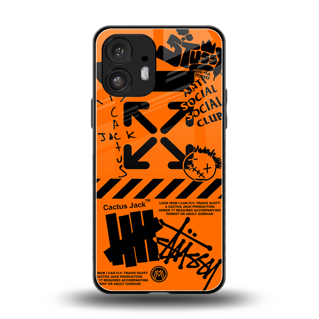 orange travis scott x anti social social club back phone cover | glass case for nothing phone 2