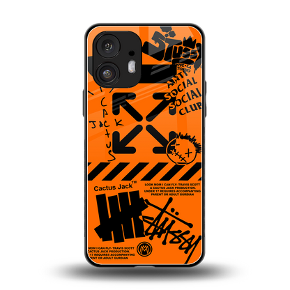 orange travis scott x anti social social club back phone cover | glass case for nothing phone 2