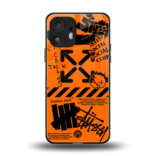 orange travis scott x anti social social club back phone cover | glass case for nothing phone 2