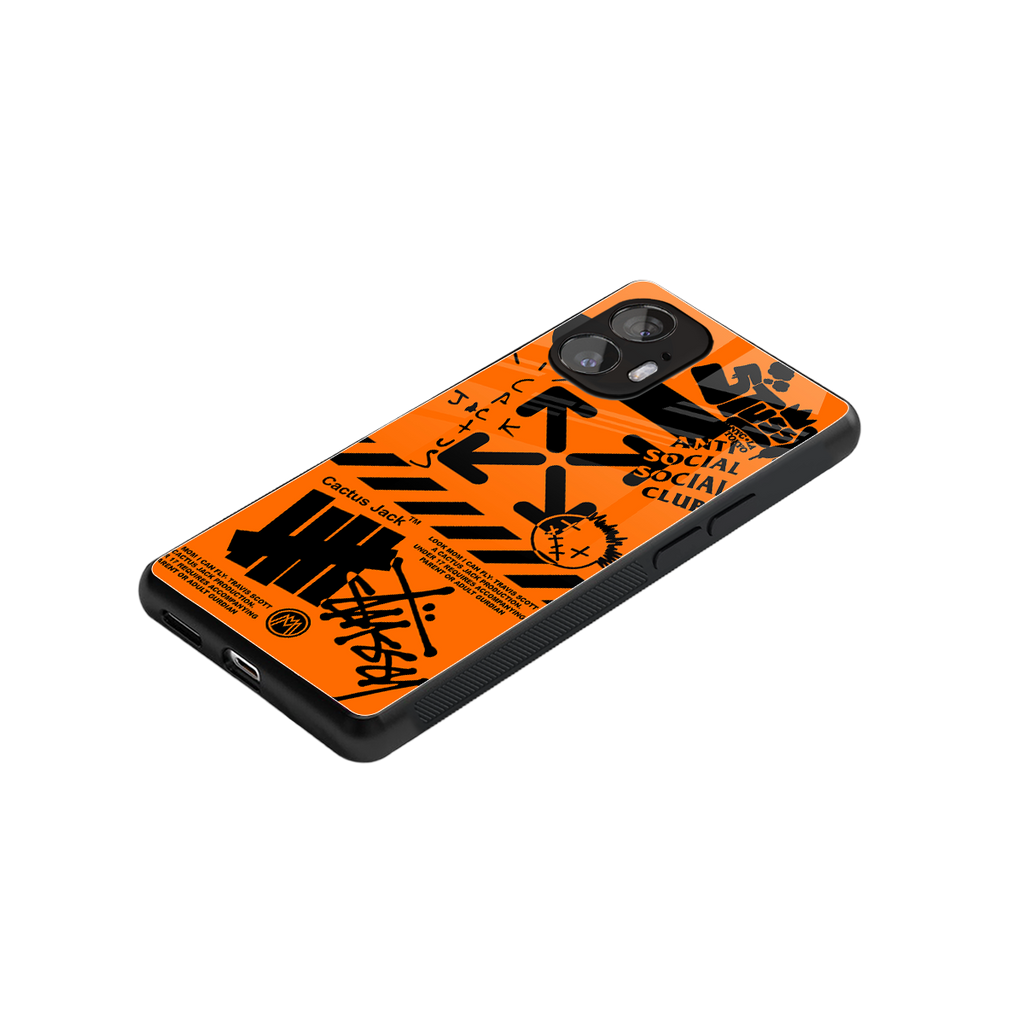 orange travis scott x anti social social club back phone cover | glass case for nothing phone 2