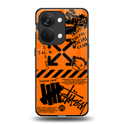 orange travis scott x anti social social club back phone cover | glass case for oneplus nord 3