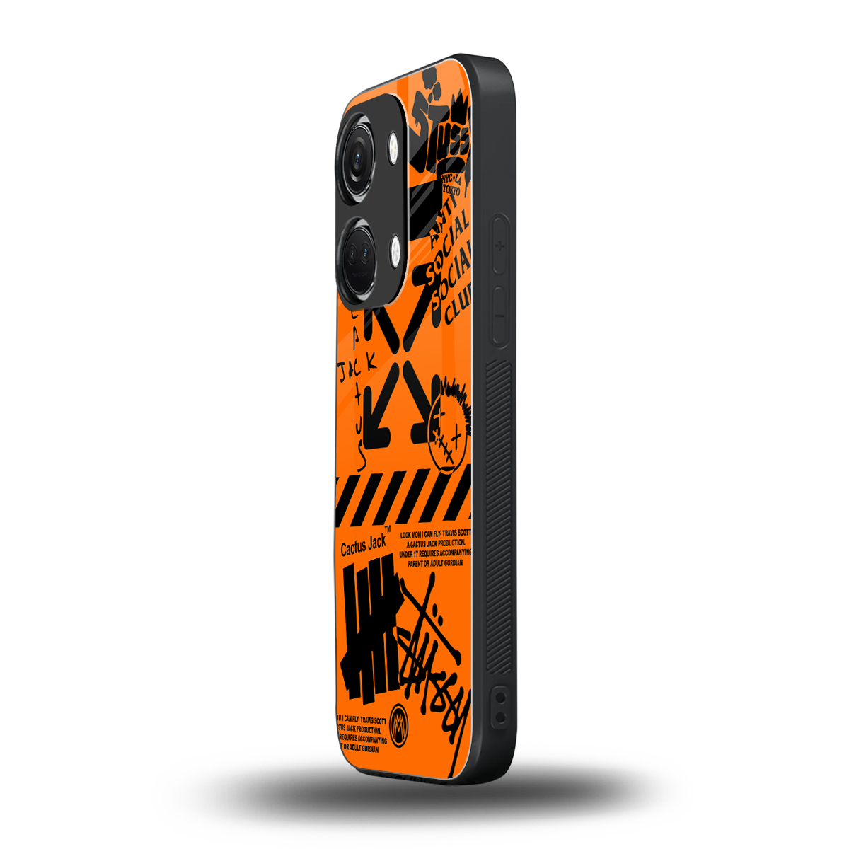 orange travis scott x anti social social club back phone cover | glass case for oneplus nord 3