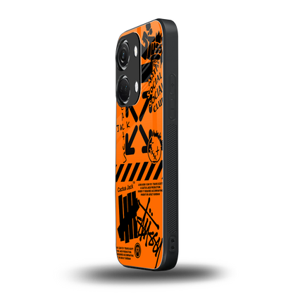 orange travis scott x anti social social club back phone cover | glass case for oneplus nord 3