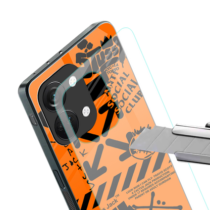 orange travis scott x anti social social club back phone cover | glass case for oneplus nord 3