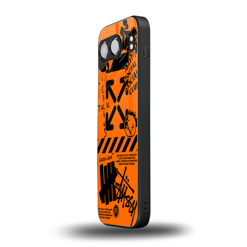 orange travis scott x anti social social club back phone cover | glass case for oneplus nord 4