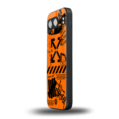 orange travis scott x anti social social club back phone cover | glass case for oneplus nord 4