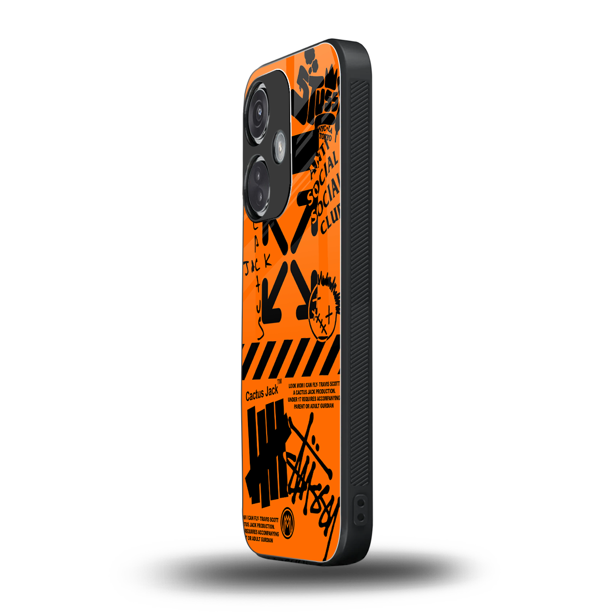 orange travis scott x anti social social club back phone cover | glass case for oneplus nord ce 3