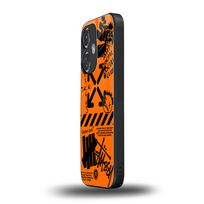 orange travis scott x anti social social club back phone cover | glass case for oneplus nord ce 3