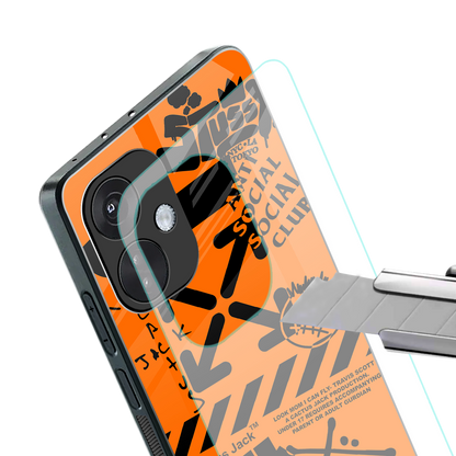 orange travis scott x anti social social club back phone cover | glass case for oneplus nord ce 3