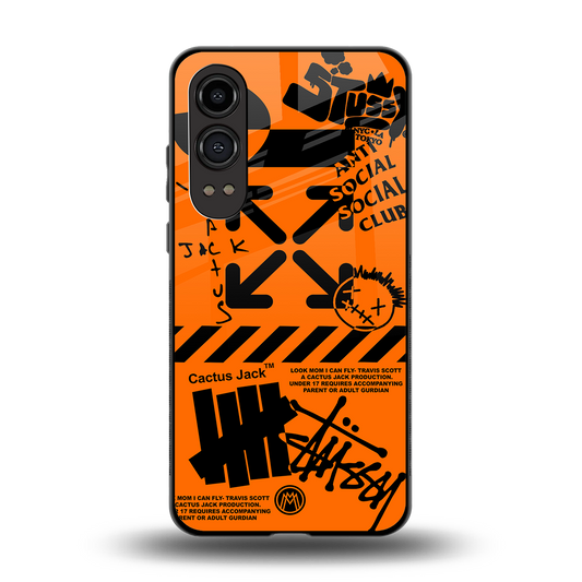 orange travis scott x anti social social club back phone cover | glass case for oneplus nord ce 4 lite