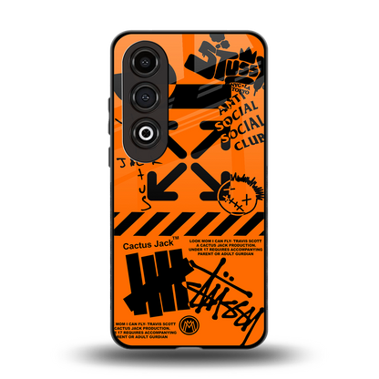 orange travis scott x anti social social club back phone cover | glass case for oneplus nord ce 4