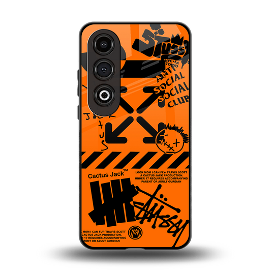 orange travis scott x anti social social club back phone cover | glass case for oneplus nord ce 4