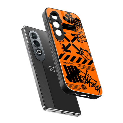 orange travis scott x anti social social club back phone cover | glass case for oneplus nord ce 4