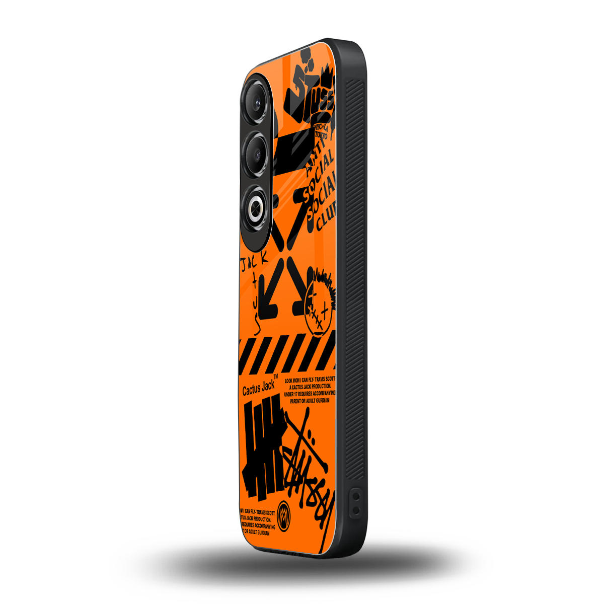 orange travis scott x anti social social club back phone cover | glass case for oneplus nord ce 4