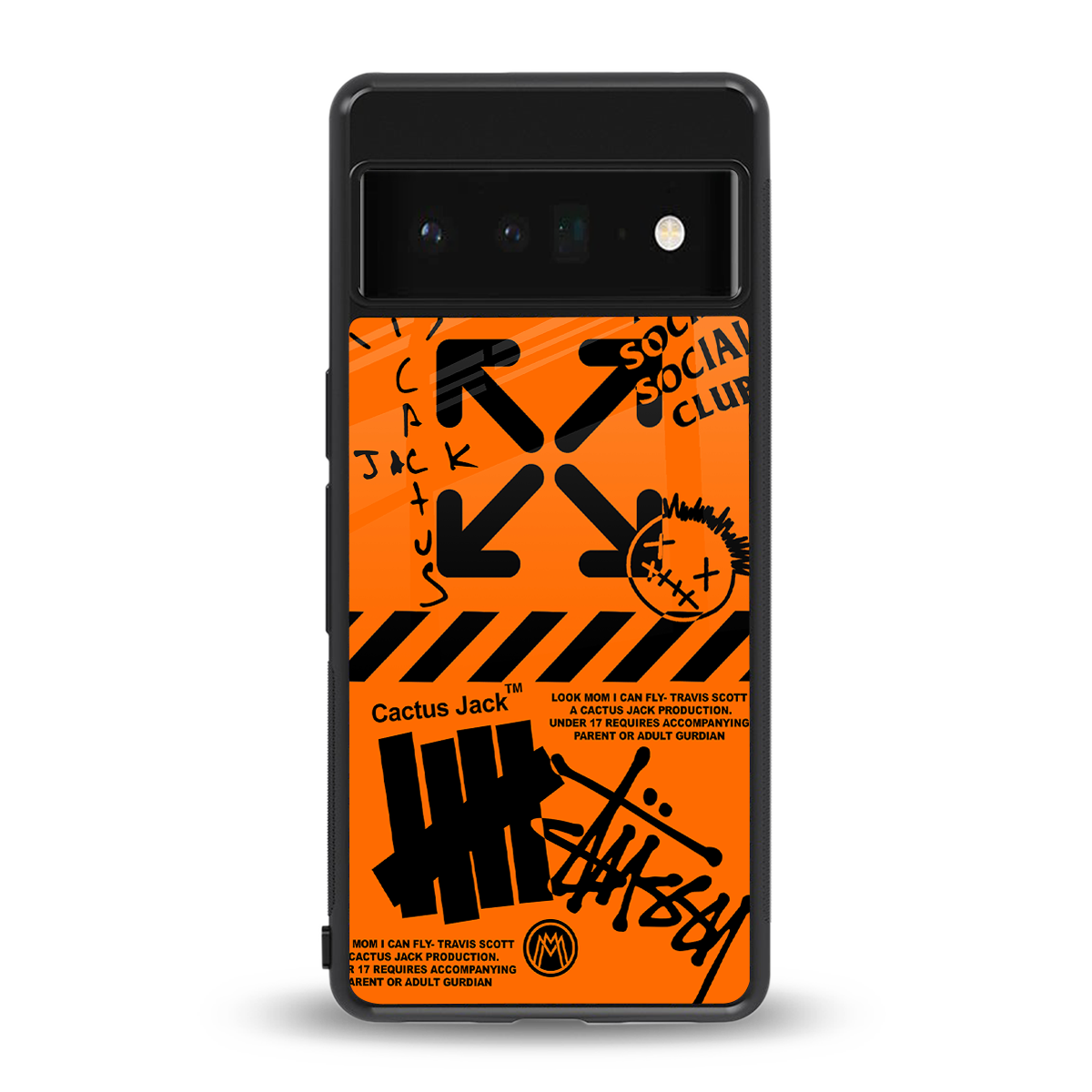 orange travis scott x anti social social club back phone cover | glass case for google pixel 6 pro