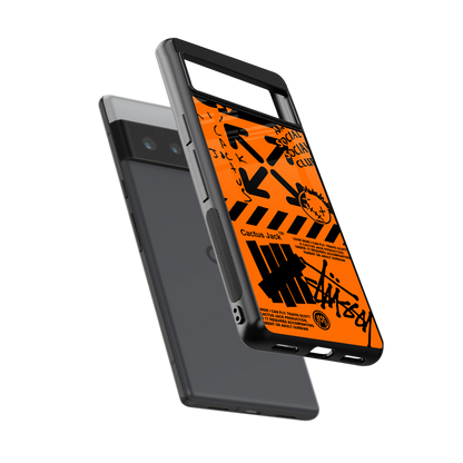 orange travis scott x anti social social club back phone cover | glass case for google pixel 6 pro