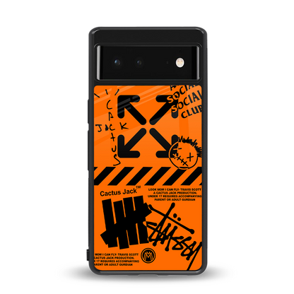 orange travis scott x anti social social club back phone cover | glass case for Google Pixel 6A