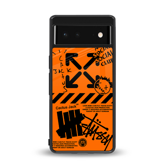 orange travis scott x anti social social club back phone cover | glass case for Google Pixel 6A