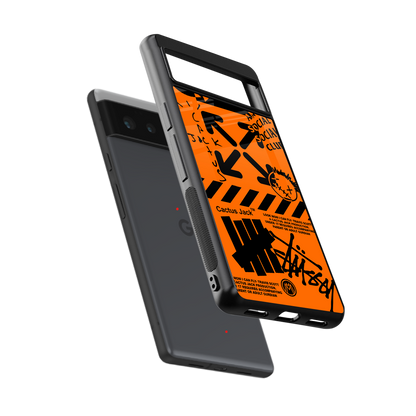 orange travis scott x anti social social club back phone cover | glass case for Google Pixel 6A