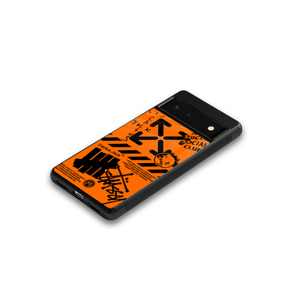 orange travis scott x anti social social club back phone cover | glass case for Google Pixel 6A