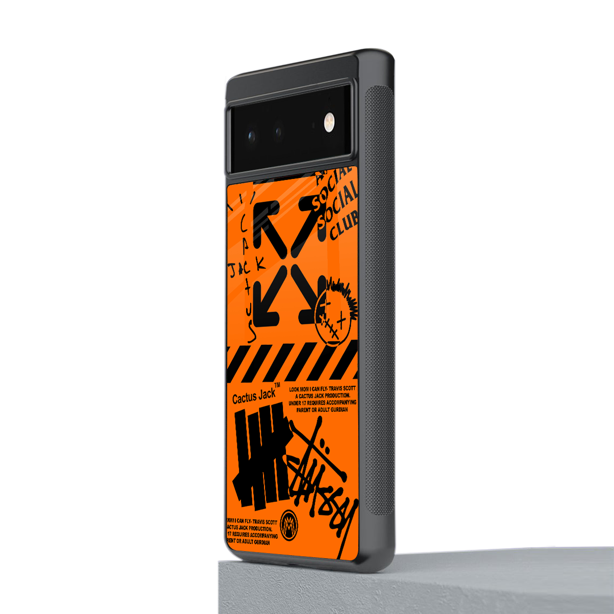 orange travis scott x anti social social club back phone cover | glass case for Google Pixel 6A