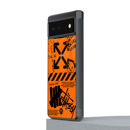 orange travis scott x anti social social club back phone cover | glass case for Google Pixel 6A