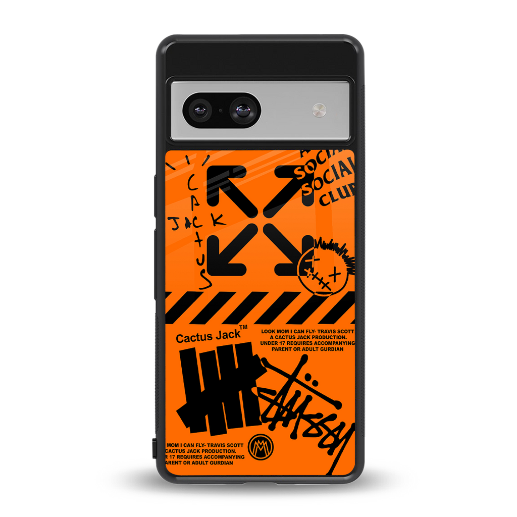 orange travis scott x anti social social club back phone cover | glass case for Google Pixel 7A