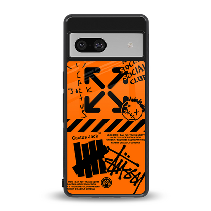 orange travis scott x anti social social club back phone cover | glass case for Google Pixel 7A