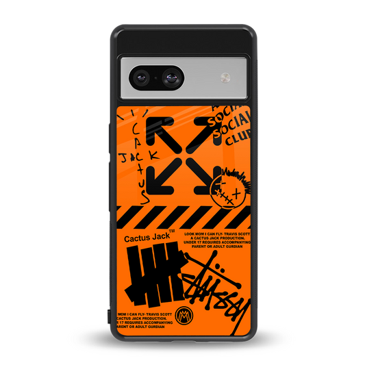 orange travis scott x anti social social club back phone cover | glass case for Google Pixel 7A