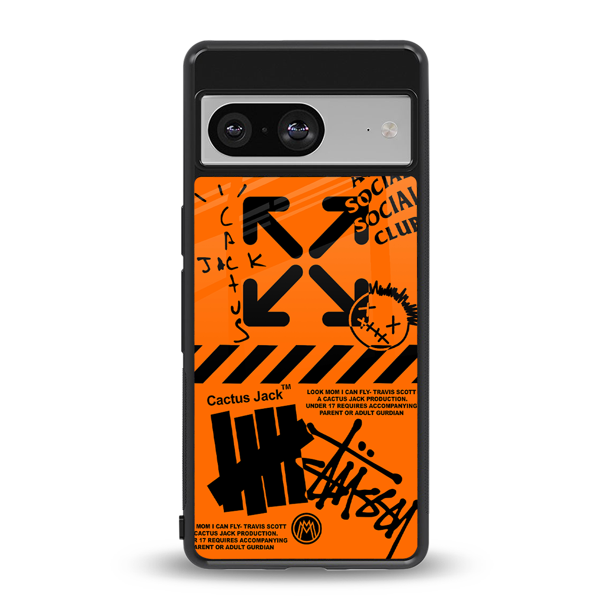orange travis scott x anti social social club back phone cover | glass case for Google Pixel 8