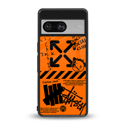 orange travis scott x anti social social club back phone cover | glass case for Google Pixel 8